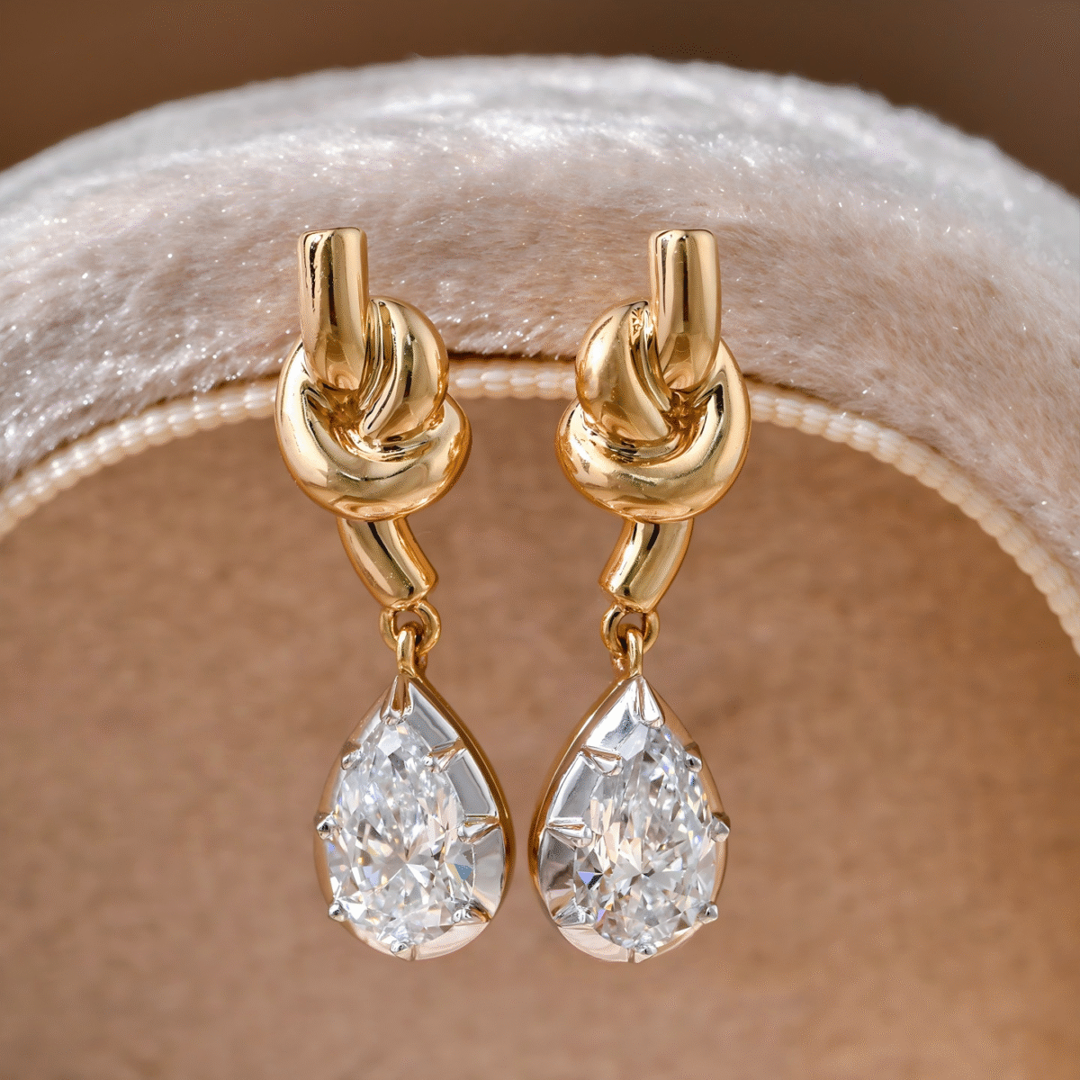 elara 2ct total lab grown diamond drop earrings | jm inspired two tone 18k gold & platinum