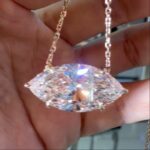 marquise horizontal lab diamond necklace – lip shape setting pendant in 14k / 18k gold / platinum