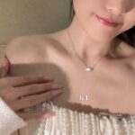 marquise horizontal lab diamond necklace – lip shape setting pendant in 14k / 18k gold / platinum