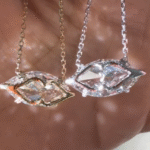 marquise horizontal lab diamond necklace – lip shape setting pendant in 14k / 18k gold / platinum