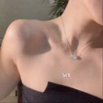 marquise horizontal lab diamond necklace – lip shape setting pendant in 14k / 18k gold / platinum