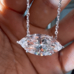 marquise horizontal lab diamond necklace – lip shape setting pendant in 14k / 18k gold / platinum