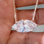 marquise horizontal lab diamond necklace – lip shape setting pendant in 14k / 18k gold / platinum