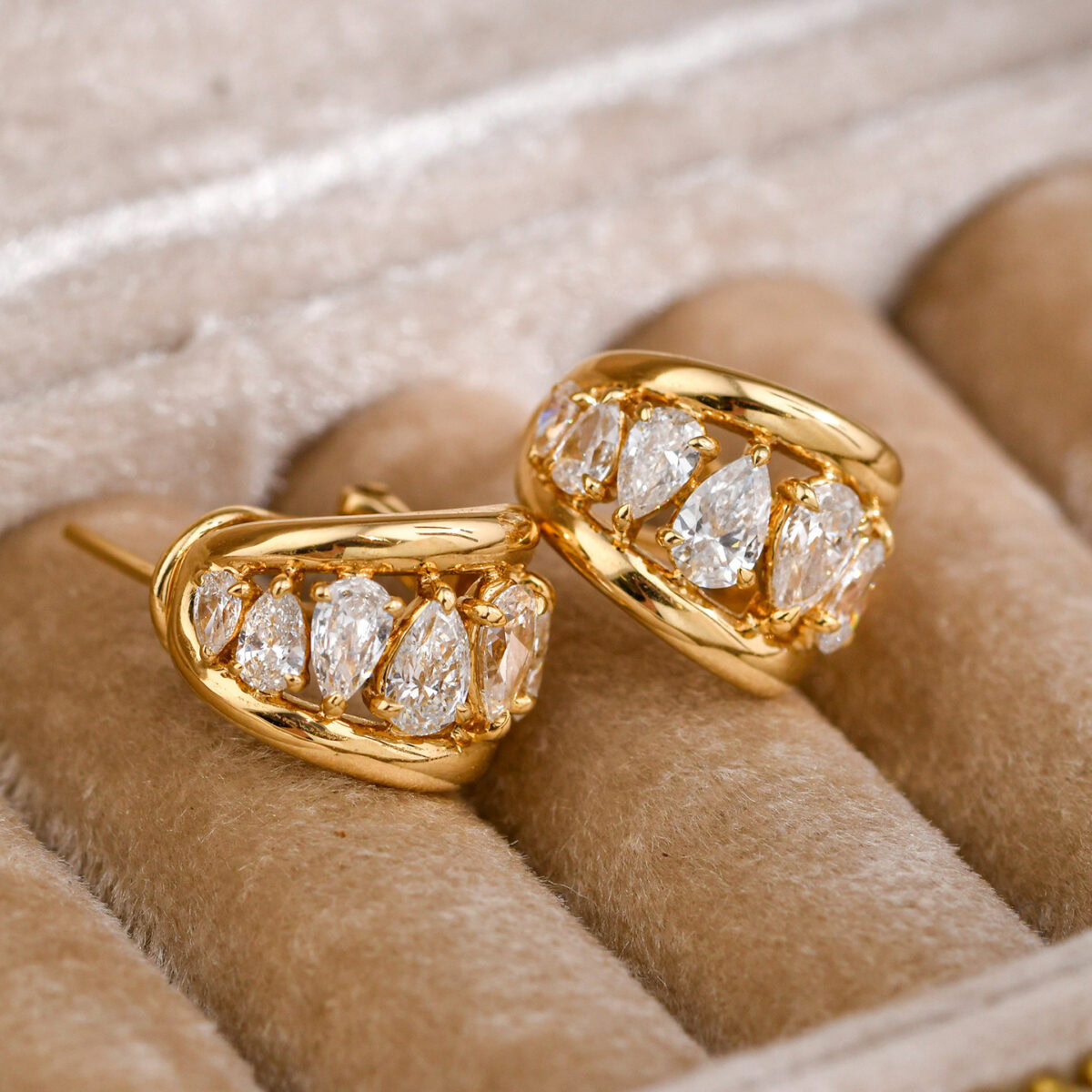 seraphina lab grown diamond hoop earrings | gradient teardrop cut