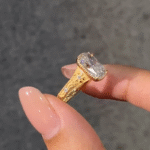 vintage floral engraved lab diamond ring cushion/oval/radiant cut in 14k / 18k gold