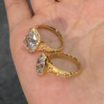 vintage floral engraved lab diamond ring cushion/oval/radiant cut in 14k / 18k gold