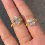 vintage floral engraved lab diamond ring cushion/oval/radiant cut in 14k / 18k gold