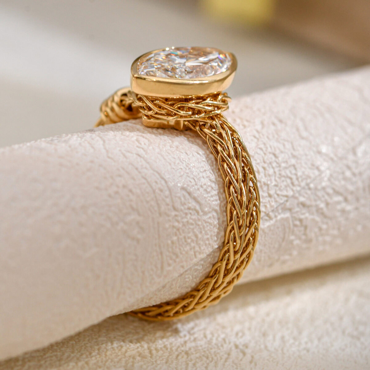 vintage marquise soft chain lab diamond ring