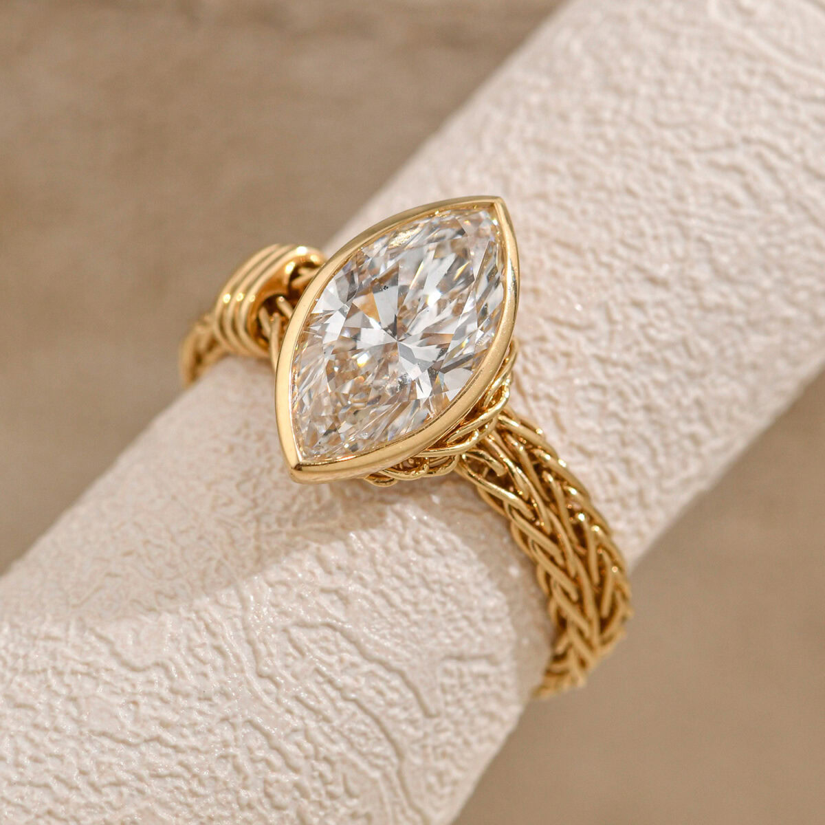 vintage marquise soft chain lab diamond ring