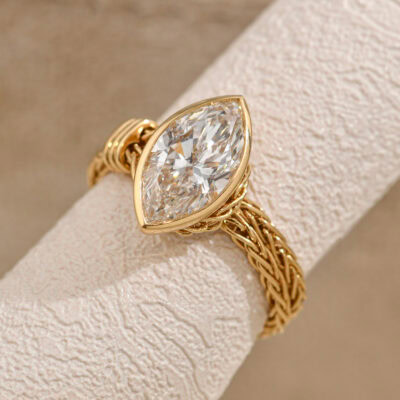 vintage marquise soft chain lab diamond ring