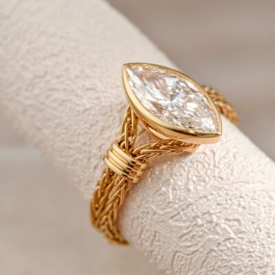 vintage marquise soft chain lab diamond ring