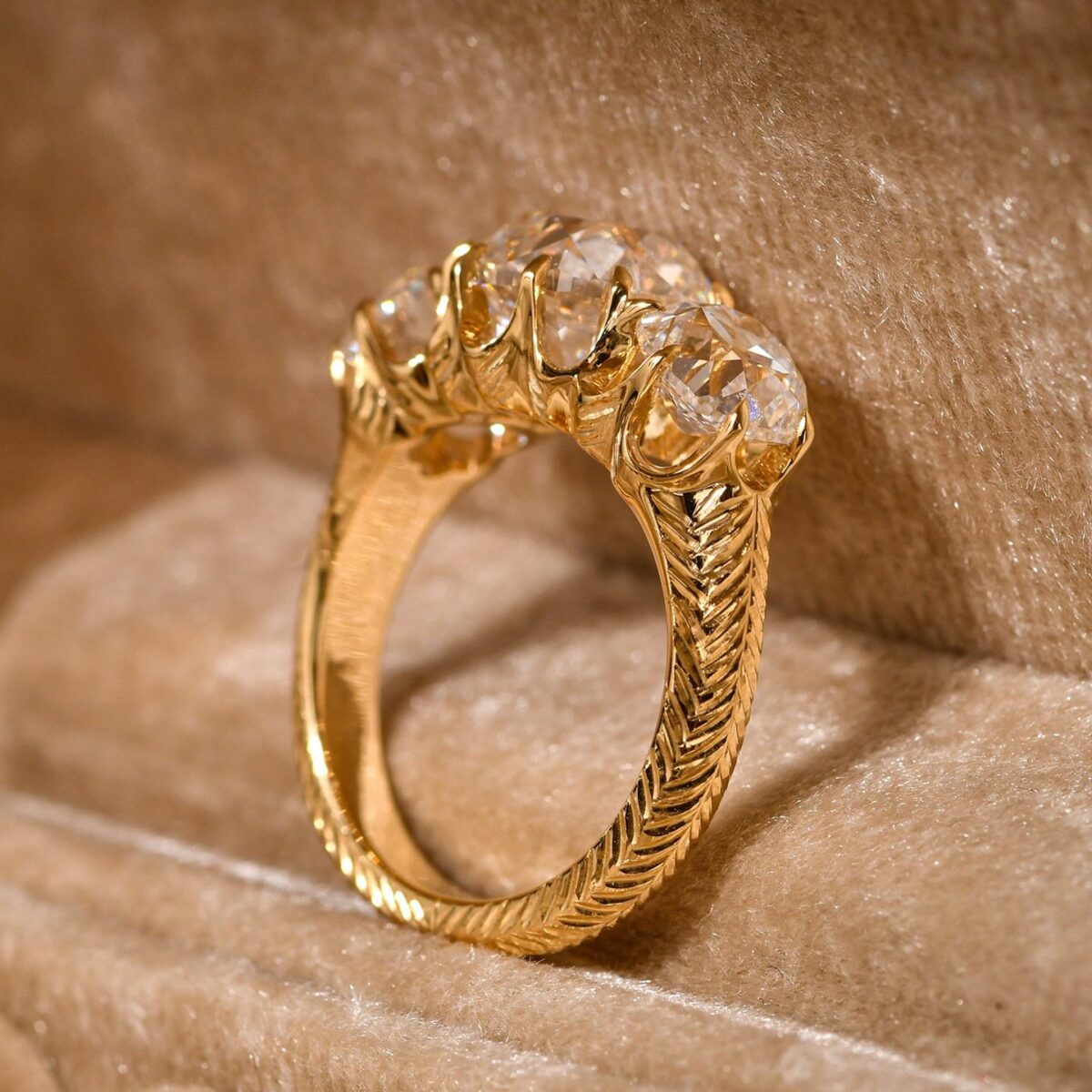 edwardian revival old european cut lab diamond cluster ring – vintage floral halo statement ring in 14k / 18k gold