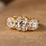 edwardian revival old european cut lab diamond cluster ring – vintage floral halo statement ring in 14k / 18k gold