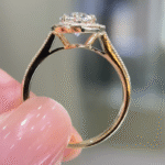 vintage cushion halo lab diamond ring antique inspired milgrain engagement ring (复制)