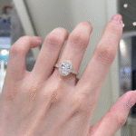 vintage cushion halo lab diamond ring antique inspired milgrain engagement ring (复制)