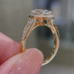 vintage cushion halo lab diamond ring antique inspired milgrain engagement ring (复制)