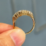 vintage scrollwork five stone lab diamond ring– 1.5ct antique style gold band in 14k / 18k gold
