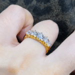 vintage scrollwork five stone lab diamond ring– 1.5ct antique style gold band in 14k / 18k gold