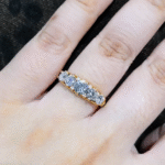 vintage scrollwork five stone lab diamond ring– 1.5ct antique style gold band in 14k / 18k gold