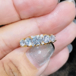 vintage scrollwork five stone lab diamond ring– 1.5ct antique style gold band in 14k / 18k gold