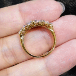 vintage scrollwork five stone lab diamond ring– 1.5ct antique style gold band in 14k / 18k gold