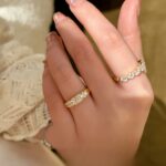 vintage scrollwork five stone lab diamond ring– 1.5ct antique style gold band in 14k / 18k gold