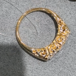 vintage scrollwork three stone lab diamond ring – antique inspired gold engagement ring in 14k / 18k gold
