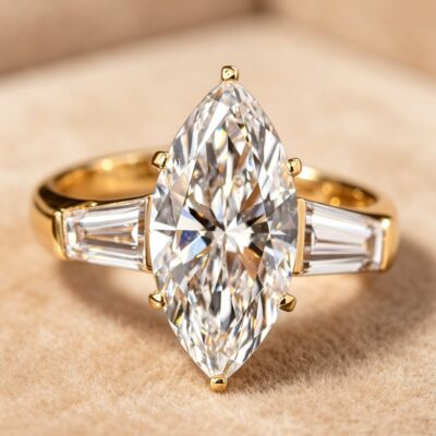 0202 velora classic vintage marquise three stone lab diamond engagement ring