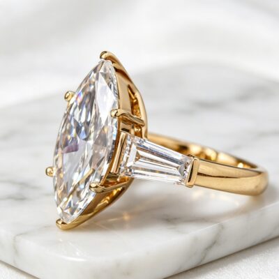 0202 velora classic vintage marquise three stone lab diamond engagement ring