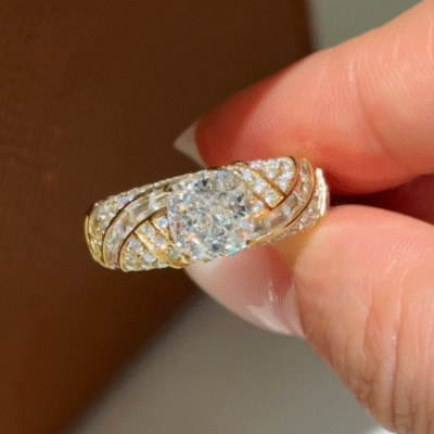 0444 seraphina 1.5ct cushion lab diamond twisted wing ring statement engagement ring