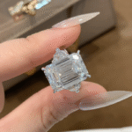8001 the sovereign emerald cut three stone lab diamond engagement ring
