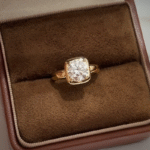 aurelia cushion bezel lab diamond engagement ring