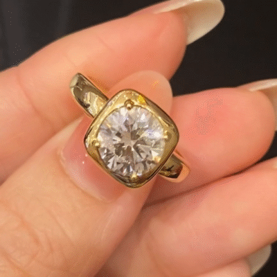 aurelia cushion bezel lab diamond engagement ring