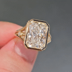 aurora vintage milgrain radiant cut lab diamond ring | 1ct e vs igi certified solid 14k/18k yellow gold engagement ring