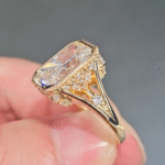 aurora vintage milgrain radiant cut lab diamond engagement ring