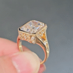 aurora vintage milgrain radiant cut lab diamond ring | 1ct e vs igi certified solid 14k/18k yellow gold engagement ring