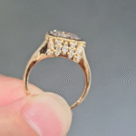 aurora vintage milgrain radiant cut lab diamond ring | 1ct e vs igi certified solid 14k/18k yellow gold engagement ring