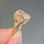 aurora vintage milgrain radiant cut lab diamond ring | 1ct e vs igi certified solid 14k/18k yellow gold engagement ring
