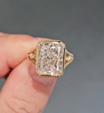 aurora vintage milgrain radiant cut lab diamond ring | 1ct e vs igi certified solid 14k/18k yellow gold engagement ring