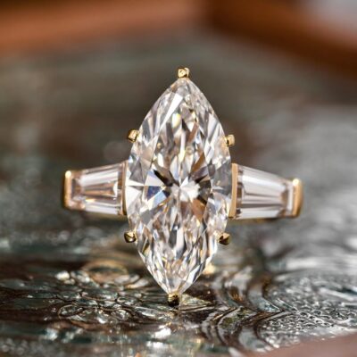 velora classic vintage marquise three stone lab diamond engagement ring
