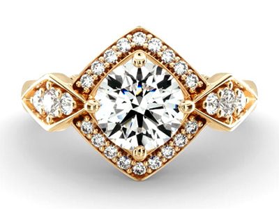 Vintage-Style Engagement Ring In 14K Yellow Gold Vintage-Style Engagement Ring In 14K Yellow Gold